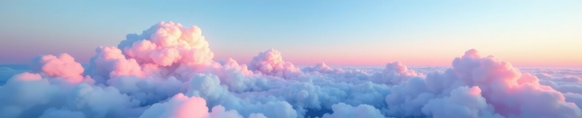Wall Mural - Pink and blue clouds drift lazily across the horizon, vast, clouds, soft focus