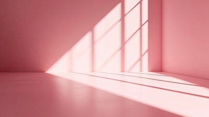 Aufkleber - Subtle pink background with a smooth floor and natural shadows for a serene, minimalist setting