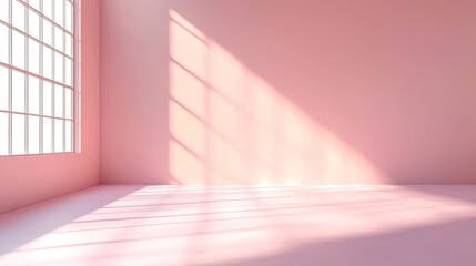 Aufkleber - Subtle pink background with a smooth floor and natural shadows for a serene, minimalist setting