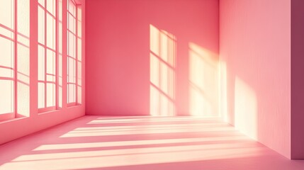 Leinwandbilder - Warm pink empty space with smooth walls and gentle natural light casting soft shadows