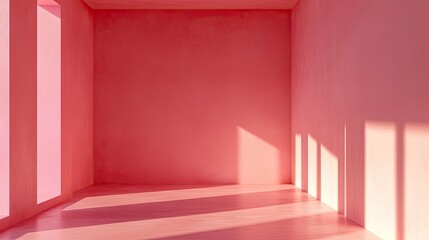 Leinwandbilder - Warm pink empty space with smooth walls and gentle natural light casting soft shadows