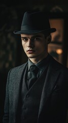 Poster - A businessman in a suit and hat, great for corporate or professional settings