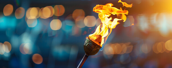 Aufkleber - Flaming torch against a bokeh background