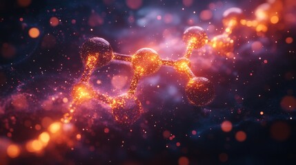Poster - This visualization depicts a complex simulation of qubits and molecular structures, showcasing quantum phenomena like superposition and entanglement among vibrant cosmic backgrounds.