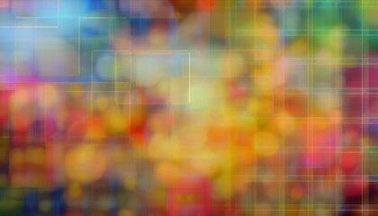 Fototapete - vibrant abstract digital background with colorful bokeh and subtle geometric grid pattern for modern design and creative projects

