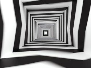 Poster - Abstract Black and White Tunnel Illusion Art Design
