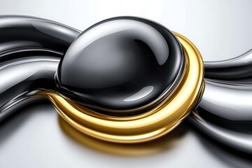 Poster - Metallic flowing objects are layered and form an abstract design