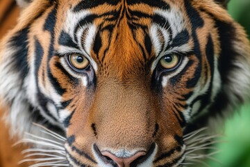 Poster - Majestic tiger staring directly into the camera with intense gaze and detailed fur