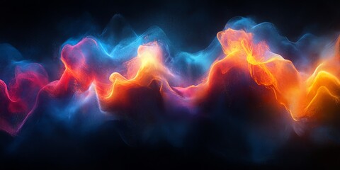 Poster - Abstract Colorful Energy Waves Digital Art Background
