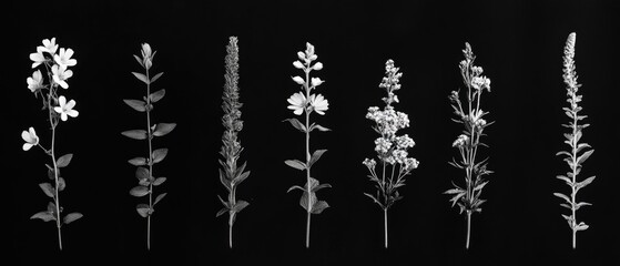 Poster - A bouquet of flowers photographed in monochrome tones