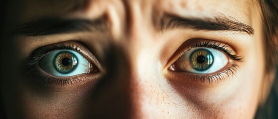 Poster - A detailed view of a woman's eyes, featuring bright blue irises