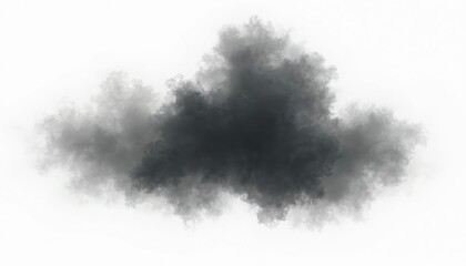 Poster - Black smoke cloud on transparent PNG background. Fog texture effect for Halloween design, overlay scenes or mystery mood. Dark smog, dust pollution with motion and realistic soft cloudscape.
