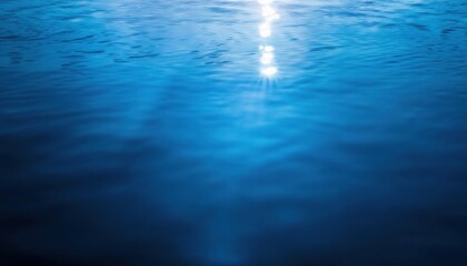 Poster - soft ripples of deep blue water with sunlight reflection creating a dreamy abstract pattern, perfect for background and design

