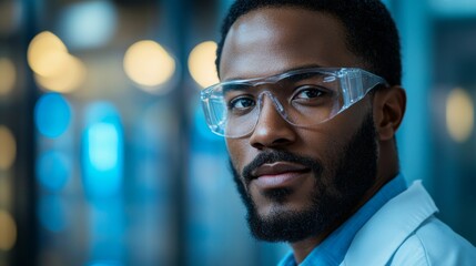 Aufkleber - A scientist is focused on quantum mechanics, exploring principles such as qubits, superposition, and entanglement. The lab is filled with advanced equipment and glowing technology.
