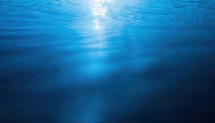 Poster - soft ripples of deep blue water with sunlight reflection creating a dreamy abstract pattern, perfect for background and design

