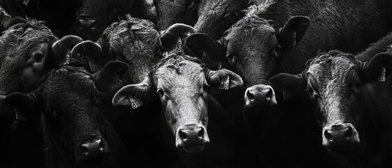 Aufkleber - A group of cows grazing together