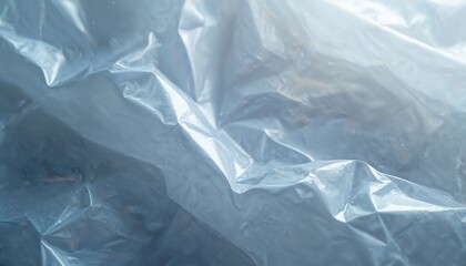 Poster - Illustration of polyethylene plastic wrap with realistic crumpled texture. Transparent wrinkled cellophane film pattern. Abstract overlay effect with gradients. Great for vinyl CD cover mockup design.