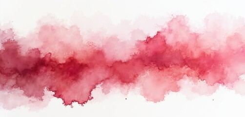 Poster - Pink watercolor splash with grunge texture. Light, airy design. Tender, delicate colors mix on wet paper, vintage art background. Romantic watercolor banner, girly design element.