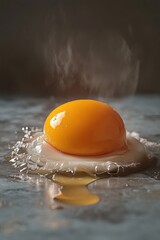 Aufkleber - A single fried egg placed on top of a runny egg yolk, perfect for breakfast or brunch inspiration