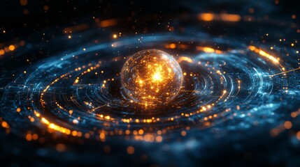 Aufkleber - A vibrant visualization of quantum phenomena illustrates the behavior of qubits in superposition and entanglement.