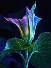 Poster - A single flower blooms on its stem amidst lush greenery