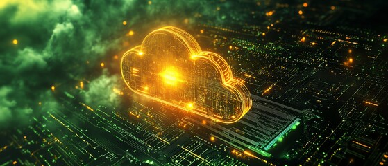 Poster - Digital illustration of cloud computing security
