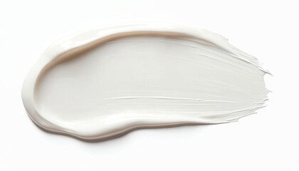 Poster - Abstract acrylic white color smear brushstroke cream blot on transparent background. Oil paint stain element. Cosmetic product sample, makeup mask, foam, gel, lotion. Isolated smudge texture.