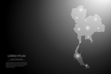 Wall Mural - Abstract image Thailand map from point Gray and glowing stars on a dark background. Vector illustration eps 10.