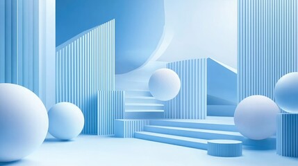 Poster - A crisp blue vector background with geometric shapes and gradients for a modern design. 