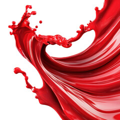 Poster - Vibrant Red Paint Splash with Smooth Flow on White Background