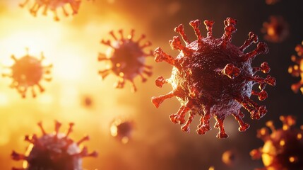 Poster - Conceptual Illustration of Airborne Virus Particles Floating in a Mystical Environment