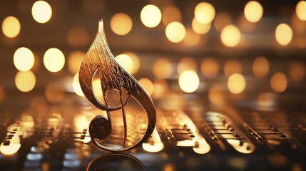 Poster - A single music note sits on top of a keyboard, ready for use