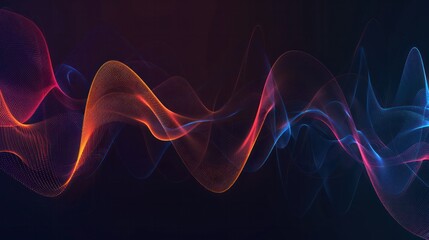 Poster - Abstract effect background with colorful sound waves, a wave of music and audio energy on a dark black background dynamic futuristic.