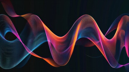 Poster - Abstract background with colorful sound waves, a wave of music and audio energy on a dark black background dynamic futuristic.