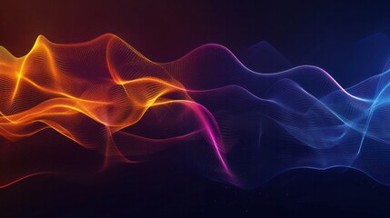 Poster - Abstract effect background with colorful sound waves, a wave of music and audio energy on a dark black background dynamic futuristic.