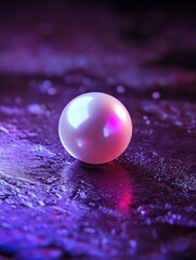Poster - A single white pearl sits on top of a rich purple surface, perfect for jewelry or decorative use