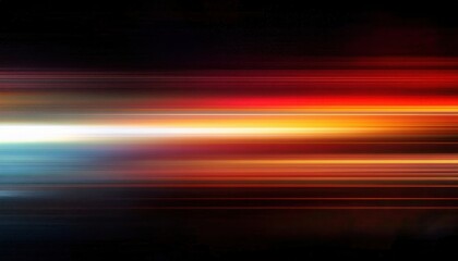 Poster - dynamic motion blur light streaks in red, orange, and yellow on a dark background, abstract speed effect for futuristic design