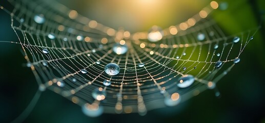 spider web with glistening water droplets
