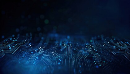 Leinwandbilder - futuristic circuit board with glowing blue microchip connections, technology background for ai, innovation, and data processing