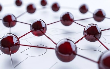 Poster - A conceptual representation of a network connection with red spheres and connecting lines