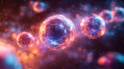 Poster - Quantum mechanics unfolds in a visual representation of qubits engaging in superposition and entanglement, illustrating the complexity of their behaviors in a vibrant digital landscape.