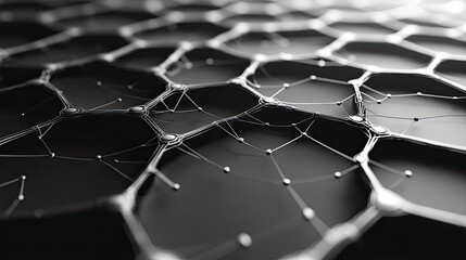 Poster - Abstract network texture, metallic nodes, dark background, connection concept, tech illustration