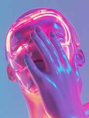 Poster - A person covering their face with their hand