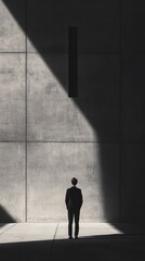 Poster - A businessman standing in front of a wall, wearing a suit and hat