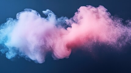 Poster - Abstract pastel pink and blue smoke clouds on a dark blue background.