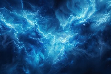 Poster - An electric arc glows blue against the dark, creating stunning, intricate lightning patterns that crackle