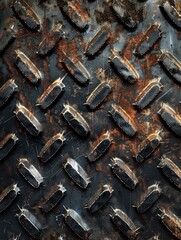 Poster - This textured steel surface has a cross-hatch design, enhanced by subtle lighting that highlights its geometry