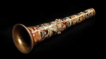 Aufkleber - A decorative vase with intricate details on a dark, solid background
