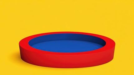 Aufkleber - Abstract circular red and blue pedestal on yellow background