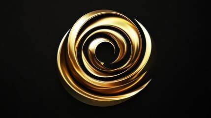 Poster - A Golden Swirl Design Featuring a Spiral Shape on a Dark Background